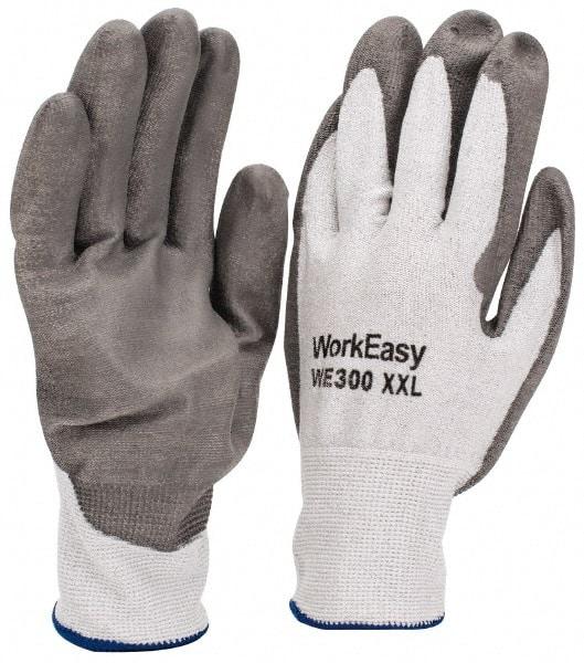 Honeywell - Size 2XL (11), ANSI Cut Lvl 3, Abrasion Lvl 5, Polyurethane Coated Cut Resistant Gloves - 9.5" Long, Palm & Fingers Coated, HPPE Lining, Knit Wrist, Light Gray/Gray, Paired - Americas Industrial Supply
