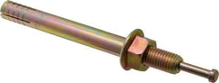 Wej-It - 3/4" Diam, 3/4" Drill, 7-1/2" OAL, 1-3/4" Min Embedment Hammer Drive Concrete Anchor - 1018 Iron (Pin)/Steel (Body), Zinc Yellow Dichromate Finish, Hex Nut Head, Hex Drive - Americas Industrial Supply