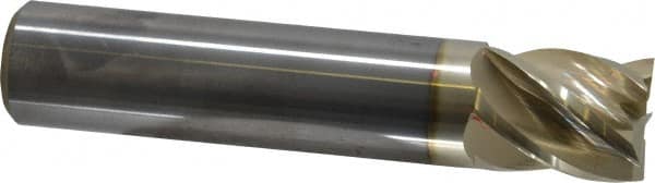 Accupro - 1", 1-1/4" LOC, 1" Shank Diam, 5" OAL, 5 Flute, Solid Carbide Square End Mill - Single End, ZrN Finish, Spiral Flute, 37° Helix, Centercutting, Right Hand Cut, Right Hand Flute - Americas Industrial Supply