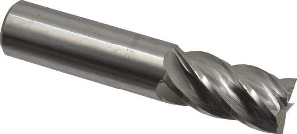Accupro - 1", 2" LOC, 1" Shank Diam, 5" OAL, 5 Flute, Solid Carbide Square End Mill - Single End, ZrN Finish, Spiral Flute, 37° Helix, Centercutting, Right Hand Cut, Right Hand Flute - Americas Industrial Supply