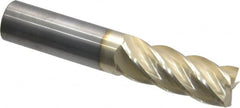 Accupro - 5/8", 1-5/8" LOC, 5/8" Shank Diam, 3-1/2" OAL, 5 Flute, Solid Carbide Square End Mill - Single End, ZrN Finish, Spiral Flute, 37° Helix, Centercutting, Right Hand Cut, Right Hand Flute - Americas Industrial Supply