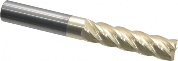 Accupro - 5/8", 2-1/2" LOC, 5/8" Shank Diam, 5" OAL, 5 Flute, Solid Carbide Square End Mill - Single End, ZrN Finish, Spiral Flute, 37° Helix, Centercutting, Right Hand Cut, Right Hand Flute - Americas Industrial Supply