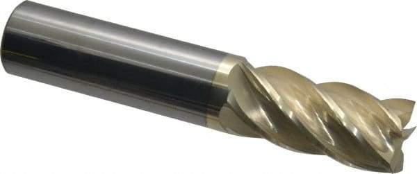 Accupro - 3/4", 1-5/8" LOC, 3/4" Shank Diam, 4" OAL, 5 Flute, Solid Carbide Square End Mill - Single End, ZrN Finish, Spiral Flute, 37° Helix, Centercutting, Right Hand Cut, Right Hand Flute - Americas Industrial Supply