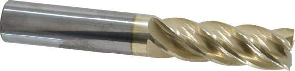 Accupro - 3/4", 2-1/4" LOC, 3/4" Shank Diam, 5" OAL, 5 Flute, Solid Carbide Square End Mill - Single End, ZrN Finish, Spiral Flute, 37° Helix, Centercutting, Right Hand Cut, Right Hand Flute - Americas Industrial Supply