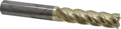 Accupro - 3/4", 3" LOC, 3/4" Shank Diam, 6" OAL, 5 Flute, Solid Carbide Square End Mill - Single End, ZrN Finish, Spiral Flute, 37° Helix, Centercutting, Right Hand Cut, Right Hand Flute - Americas Industrial Supply