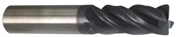 Accupro - 3/4", 1-5/8" LOC, 3/4" Shank Diam, 4" OAL, 4 Flute, Solid Carbide Square End Mill - Single End, AlTiN Finish, Spiral Flute, 37° Helix, Centercutting, Right Hand Cut, Right Hand Flute - Americas Industrial Supply