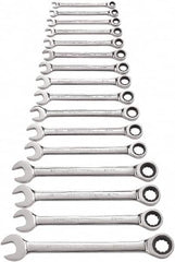 GearWrench - 16 Piece, 8mm to 24mm, 12 Point Combination Wrench Set - Metric Measurement Standard, Full Polish Chrome Finish - Americas Industrial Supply