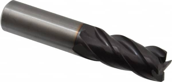 Guhring - 3/4", 1-1/2" LOC, 3/4" Shank Diam, 4" OAL, 4 Flute, Solid Carbide Square End Mill - Single End, FIREX Finish, Spiral Flute, 35/38° Helix, Centercutting, Right Hand Cut, Right Hand Flute, Series 3114 - Americas Industrial Supply