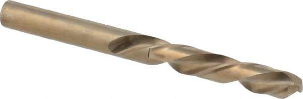 Irwin - 19/64" 135° Cobalt Jobber Drill - Bright Finish, Left Hand Cut, Spiral Flute, Straight Shank, 3-5/8" OAL, Split Point - Americas Industrial Supply