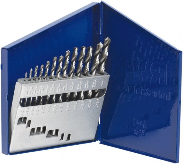 Irwin - 1/16 to 1/4", 118° Point, Bright Finish, High Speed Steel Jobber Length Drill Bit Set - Americas Industrial Supply