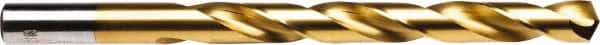 Irwin - 21/64" 135° High Speed Steel Jobber Drill - TiN Finish, Right Hand Cut, Spiral Flute, Straight Shank, 4-5/8" OAL, Split Point - Americas Industrial Supply