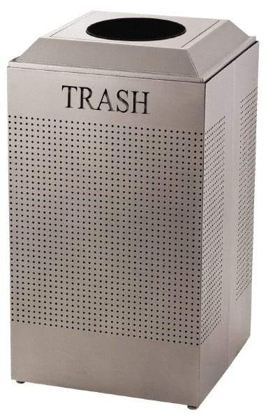 Rubbermaid - 29 Gal Silver Square Recycling Container - Steel, 32-3/8" High x 18-1/2" Long x 18-1/2" Wide - Americas Industrial Supply