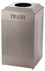 Rubbermaid - 29 Gal Silver Square Recycling Container - Steel, 32-3/8" High x 18-1/2" Long x 18-1/2" Wide - Americas Industrial Supply