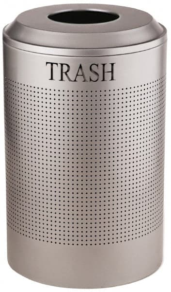 Rubbermaid - 26 Gal Silver Round Recycling Container - Steel, 30-7/8" High - Americas Industrial Supply