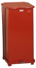 Rubbermaid - 24 Gal Square Unlabeled Trash Can - 30" High x 15" Long x 15" Wide, Red, Steel - Americas Industrial Supply