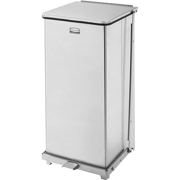 Rubbermaid - 24 Gal Square Unlabeled Trash Can - 30" High x 15" Long x 15" Wide, Stainless Steel - Americas Industrial Supply