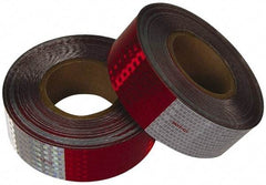 NMC - 50 Yard x 2 Inch Polyester Safety Tape - Red and White, Solid Color, Adhesive Back - Americas Industrial Supply