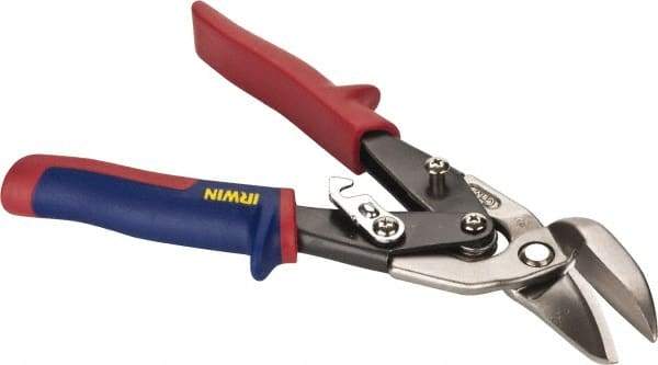 Irwin - 1-3/16" Length of Cut, Left Pattern Offset Aviation Snip - 9-1/2" OAL, ProTouch Handle, 18 AWG Steel Capacity - Americas Industrial Supply