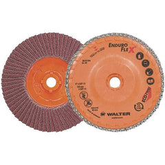 WALTER Surface Technologies - 40 Grit, 5" Disc Diam, 5/8-11 Center Hole, Zirconia Alumina Flap Disc - 13,300 Max RPM, Plastic Backing, Arbor Attaching System, Coated - Americas Industrial Supply