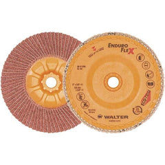 WALTER Surface Technologies - 60 Grit, 5" Disc Diam, 5/8-11 Center Hole, Zirconia Alumina Flap Disc - 13,300 Max RPM, Plastic Backing, Arbor Attaching System, Coated - Americas Industrial Supply