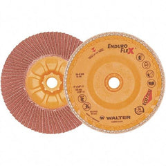 WALTER Surface Technologies - 80 Grit, 5" Disc Diam, 5/8-11 Center Hole, Zirconia Alumina Flap Disc - 13,300 Max RPM, Plastic Backing, Arbor Attaching System, Coated - Americas Industrial Supply