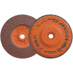 WALTER Surface Technologies - 40 Grit, 5" Disc Diam, 5/8-11 Center Hole, Zirconia Alumina Flap Disc - 8,600 Max RPM, Plastic Backing, Arbor Attaching System, Coated - Americas Industrial Supply