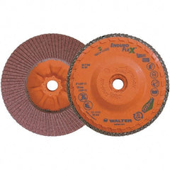 WALTER Surface Technologies - 60 Grit, 5" Disc Diam, 5/8-11 Center Hole, Zirconia Alumina Flap Disc - 8,600 Max RPM, Plastic Backing, Arbor Attaching System, Coated - Americas Industrial Supply