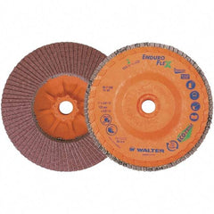 WALTER Surface Technologies - 80 Grit, 5" Disc Diam, 5/8-11 Center Hole, Zirconia Alumina Flap Disc - 8,600 Max RPM, Plastic Backing, Arbor Attaching System, Coated - Americas Industrial Supply