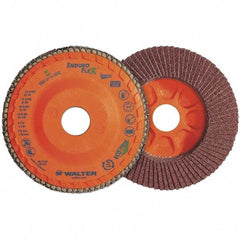 WALTER Surface Technologies - 80 Grit, 4-1/2" Disc Diam, 7/8" Center Hole, Zirconia Alumina Flap Disc - 13,300 Max RPM, Plastic Backing, Arbor Attaching System, Coated - Americas Industrial Supply