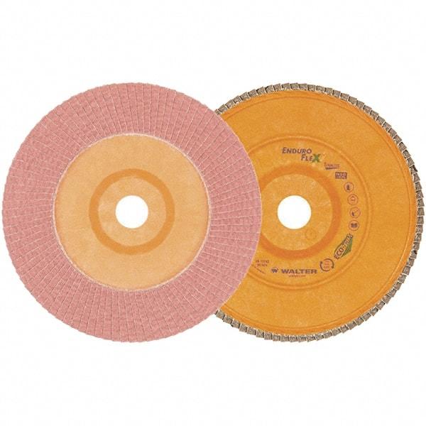 WALTER Surface Technologies - 80 Grit, 7" Disc Diam, 7/8" Center Hole, Zirconia Alumina Flap Disc - 8,600 Max RPM, Plastic Backing, Arbor Attaching System, Coated - Americas Industrial Supply