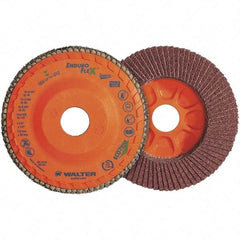 WALTER Surface Technologies - 120 Grit, 7" Disc Diam, 7/8" Center Hole, Zirconia Alumina Flap Disc - 8,600 Max RPM, Plastic Backing, Arbor Attaching System, Coated - Americas Industrial Supply