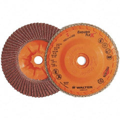 WALTER Surface Technologies - 80 Grit, 7" Disc Diam, 7/8" Center Hole, Zirconia Alumina Flap Disc - 8,600 Max RPM, Plastic Backing, Arbor Attaching System, Coated - Americas Industrial Supply