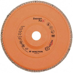 WALTER Surface Technologies - 120 Grit, 7" Disc Diam, 7/8" Center Hole, Zirconia Alumina Flap Disc - 8,600 Max RPM, Plastic Backing, Arbor Attaching System, Coated - Americas Industrial Supply