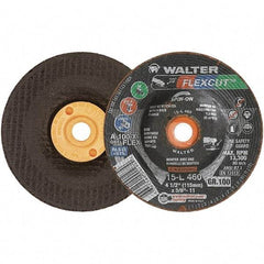 WALTER Surface Technologies - 4-1/2" Diam x 5/8" Hole, 100 Grit Surface Grinding Wheel - Aluminum Oxide, Fine Grade, 13,300 Max RPM - Americas Industrial Supply