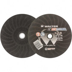 WALTER Surface Technologies - 9" 30 Grit Aluminum Oxide Cutoff Wheel - 5/64" Thick, 7/8" Arbor, 6,800 Max RPM, Use with Angle Grinders - Americas Industrial Supply