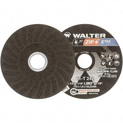 WALTER Surface Technologies - 4-1/2" 46 Grit Aluminum Oxide Cutoff Wheel - 1/16" Thick, 7/8" Arbor, 13,300 Max RPM, Use with Angle Grinders - Americas Industrial Supply