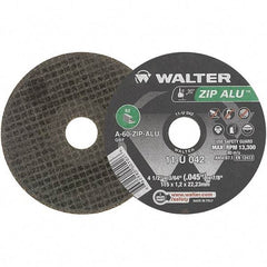 WALTER Surface Technologies - 4-1/2" 60 Grit Aluminum Oxide Cutoff Wheel - 3/64" Thick, 7/8" Arbor, 13,300 Max RPM, Use with Angle Grinders - Americas Industrial Supply