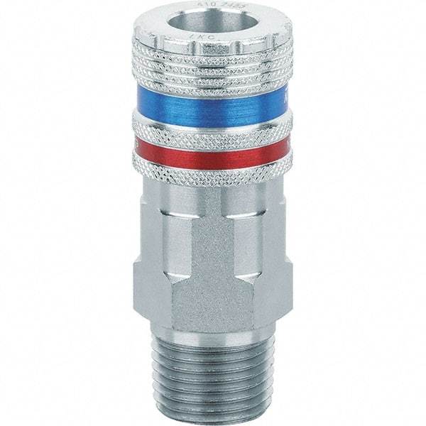 Dynabrade - 1/2 Male NPT Pneumatic Hose Coupler - Steel/Brass, 1/2" Body Diam - Americas Industrial Supply