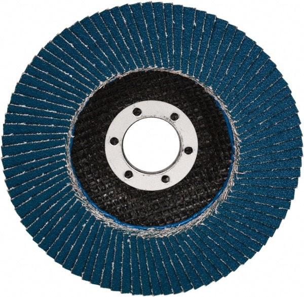 3M - 40 Grit, 7" Disc Diam, 7/8" Center Hole, Type 27 Zirconia Alumina Flap Disc - 8,600 Max RPM, Cloth Backing, Arbor Attaching System, Coated - Americas Industrial Supply