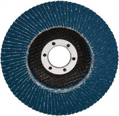 3M - 80 Grit, 7" Disc Diam, 7/8" Center Hole, Type 27 Zirconia Alumina Flap Disc - 8,600 Max RPM, Cloth Backing, Arbor Attaching System, Coated - Americas Industrial Supply