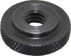 Gibraltar - 1/4-20" UNC Thread, Black Oxide Finish, Steel Round Knurled Check Nut - 7/32" Overall Height, 3/4" Head Diam, 1/2" Base Diam - Americas Industrial Supply