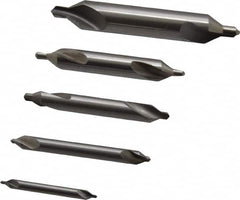 Hertel - 5 Piece, #1 to 5, Plain Edge, High Speed Steel Combo Drill & Countersink Set - 60° Incl Angle - Americas Industrial Supply