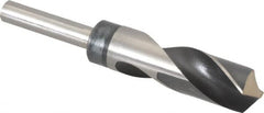 Hertel - 1" Drill, 118° Point, High Speed Steel Silver Deming & Reduced Shank Drill Bit - Oxide Finish, 6" OAL, Flats on Shank, 3" Flute Length, Right Hand Cut, Standard Point, Spiral Flute, Regular Spiral - Americas Industrial Supply