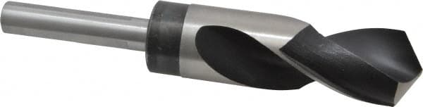 Hertel - 1-1/8" Drill, 118° Point, High Speed Steel Silver Deming & Reduced Shank Drill Bit - Oxide Finish, 6" OAL, Flats on Shank, 3" Flute Length, Right Hand Cut, Standard Point, Spiral Flute, Regular Spiral - Americas Industrial Supply