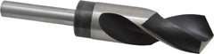 Hertel - 1-1/8" Drill, 118° Point, High Speed Steel Silver Deming & Reduced Shank Drill Bit - Oxide Finish, 6" OAL, Flats on Shank, 3" Flute Length, Right Hand Cut, Standard Point, Spiral Flute, Regular Spiral - Americas Industrial Supply