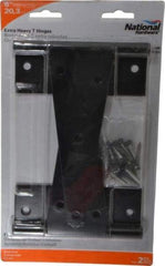 National Mfg. - 8" Long x 5-21/32" Wide x 1/8" Thick, T Hinge - Steel, Black Finish - Americas Industrial Supply