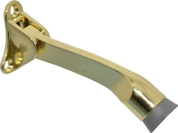 National Mfg. - 4" Projection Kickdown Door Stop - Door Mount, Brass Finish - Americas Industrial Supply