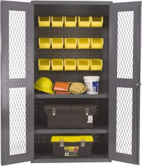 Durham - 2 Shelf 15 Bin Visible Storage Cabinet - Steel, 36" Wide x 24" Deep x 72" High, Gray - Americas Industrial Supply