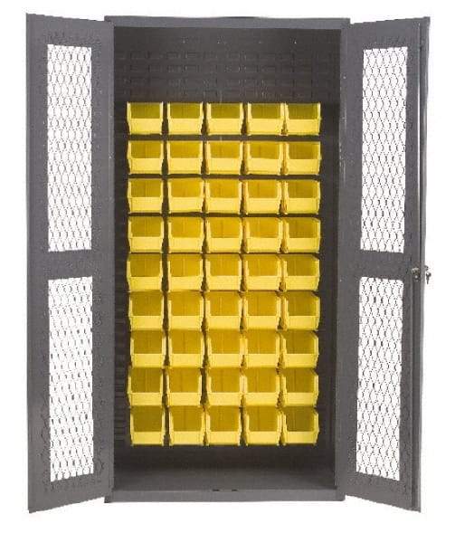 Durham - 45 Bin Visible Storage Cabinet - Steel, 36" Wide x 18" Deep x 72" High, Gray - Americas Industrial Supply
