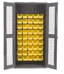 Durham - 45 Bin Visible Storage Cabinet - Steel, 36" Wide x 18" Deep x 72" High, Gray - Americas Industrial Supply